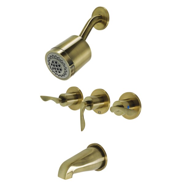 Kingston Brass KBX8133SVL Three-Handle Tub and Shower Faucet, Antique Brass KBX8133SVL - main